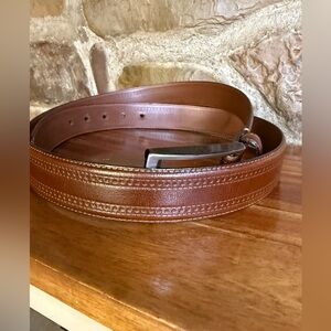 LUXURY Handmade Italian Brown Perforated Leather Belt 42